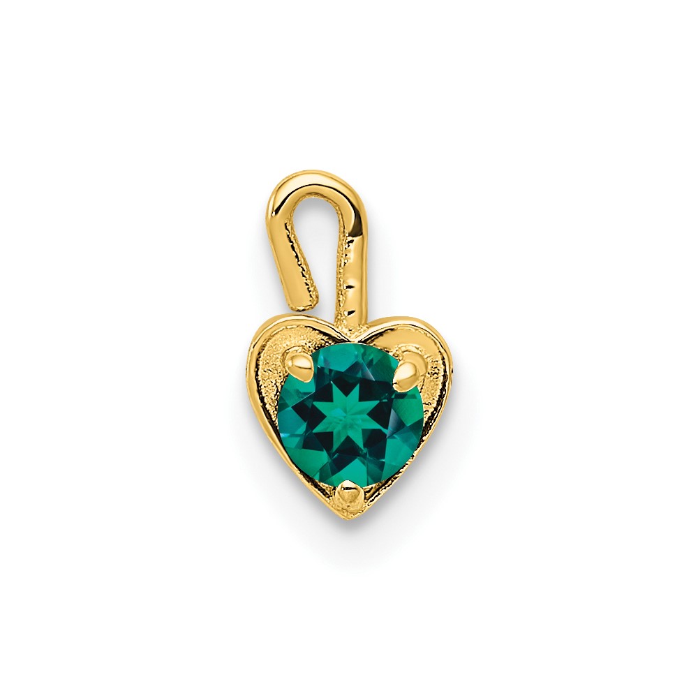 10M347.jpg 10ky May Green Crystal Birthstone Heart Charm - Image 1