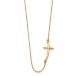 10k Large Sideways Curved Cross Necklace - Image 2