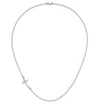 10k White Gold Large Sideways Curved Cross Necklace - Image 4