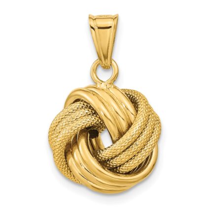 10k Polished Textured Love Knot Pendant
