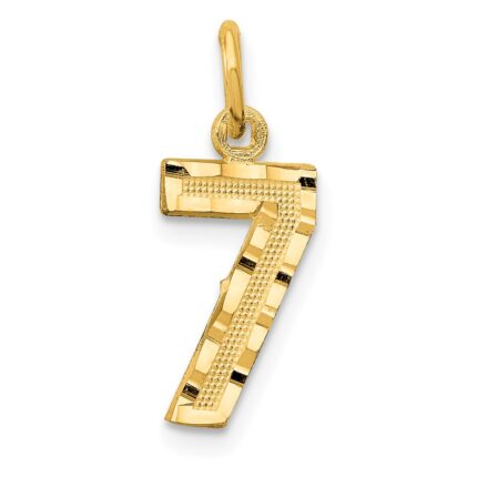 10ky Casted Small Diamond-cut Number 7 Charm