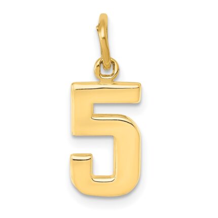 10k Small Polished Number 5 Charm