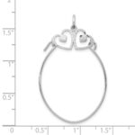10K White Gold Double Hearts On Top Charm Holder - Image 3
