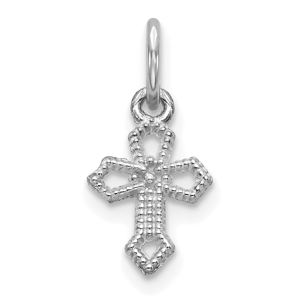 10WC44.jpg 10K White Gold Passion Cross Charm - Image 1