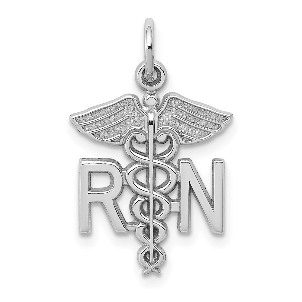 10WCH57.jpg 10k White Gold Registered Nurse Charm - Image 1