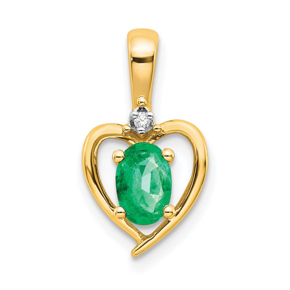 10XBS494.jpg 10K Diamond and Emerald Pendant - Image 1