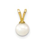 10K 5-6mm White Round Freshwater Cultured Pearl Pendant - Image 3