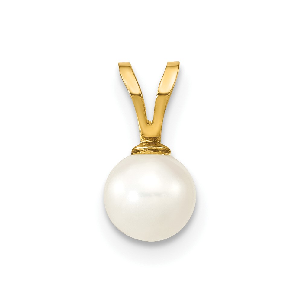 10XF395.jpg 10K 5-6mm White Round Freshwater Cultured Pearl Pendant - Image 1