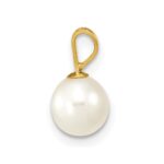 10K 6-7mm White Round Freshwater Cultured Pearl Pendant - Image 2