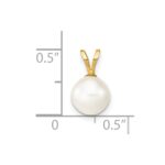 10K 7-8mm White Round Freshwater Cultured Pearl Pendant - Image 4