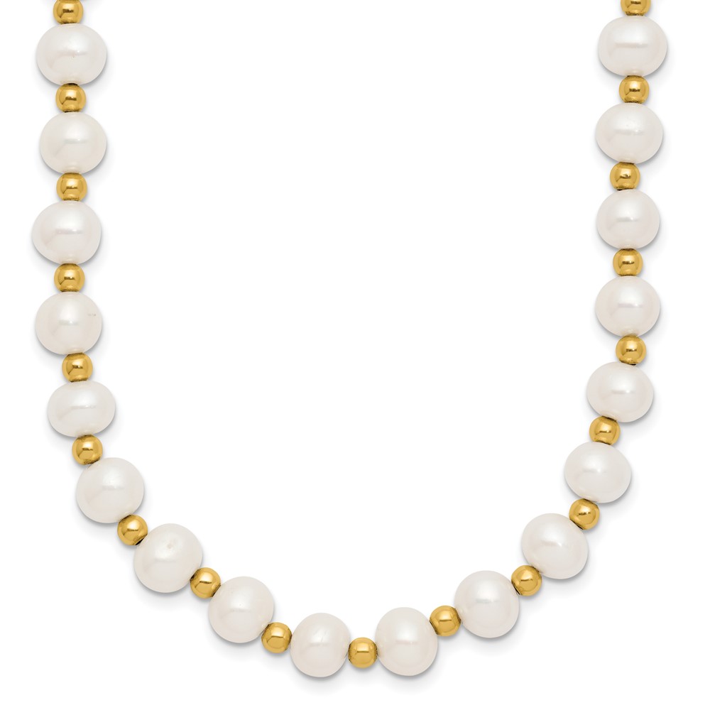 10XF740-18.jpg 10k 6-7mm White Near Round Freshwater Cultured Pearl Beaded 18 inch Necklace - Image 1