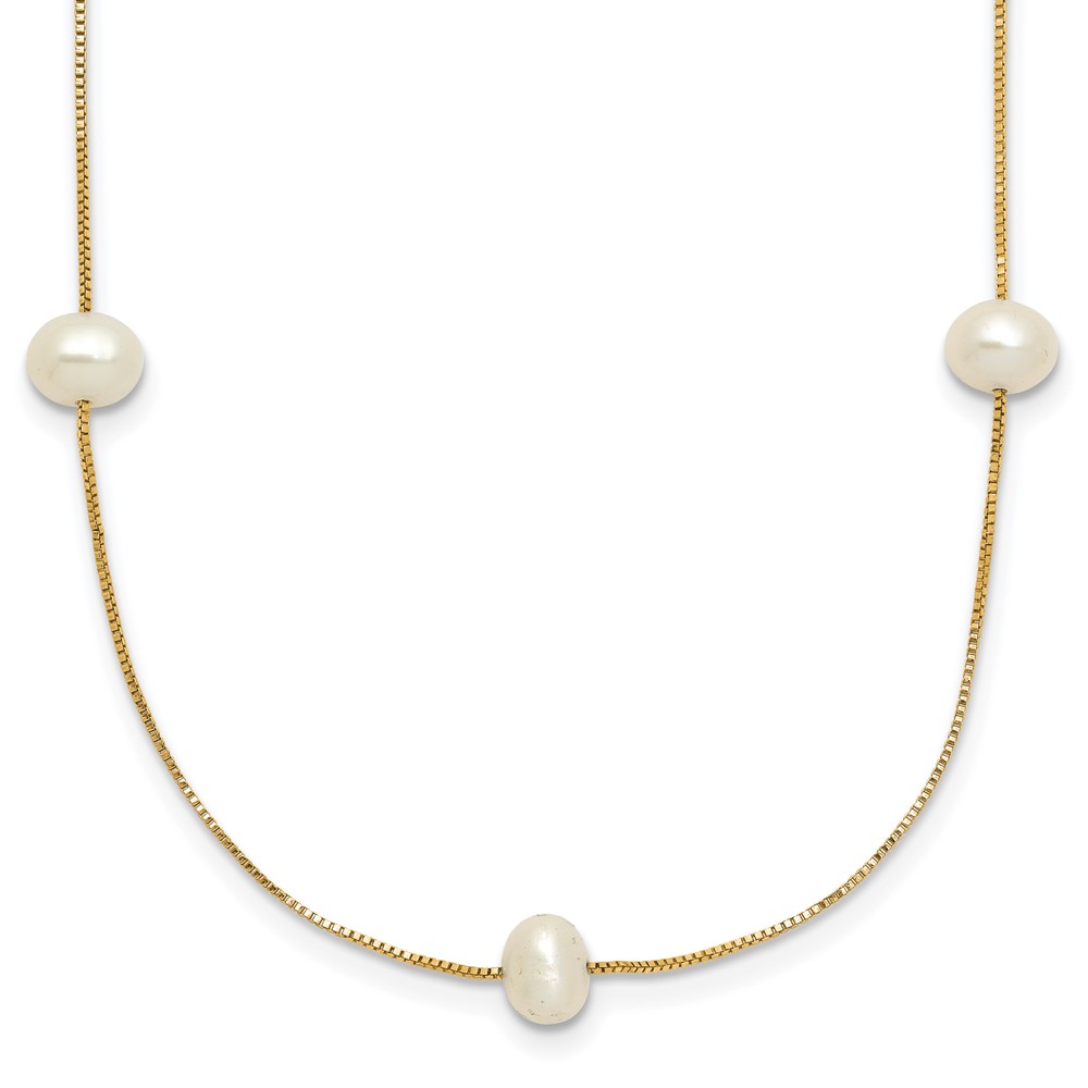 10XF772-18.jpg 10k 5-6mm White Round Freshwater Cultured Pearl 9-Station 18 inch Necklace - Image 1