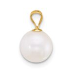 10k Polished 8-9mm Round White Freshwater Cultured Pearl Pendant - Image 2