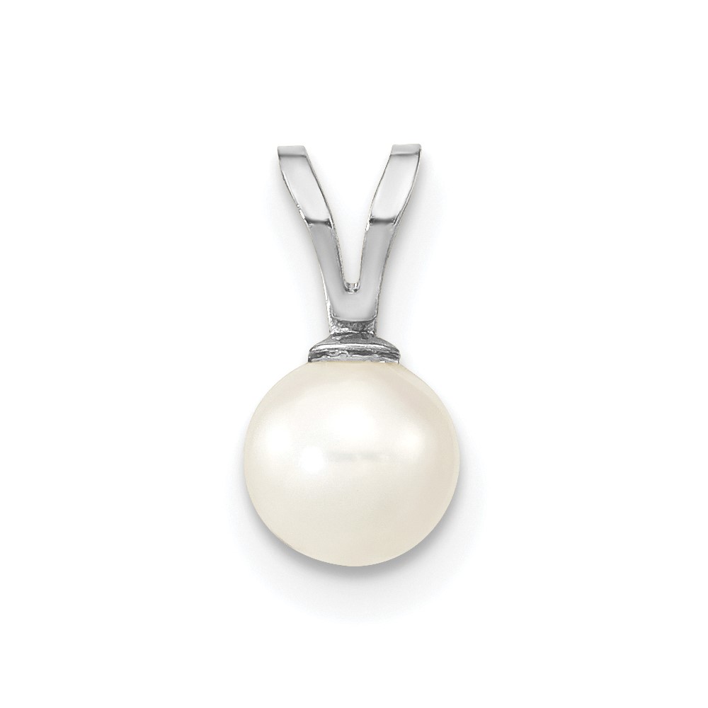 10XFW395.jpg 10k White Gold 5-6mm White Round Freshwater Cultured Pearl Pendant - Image 1