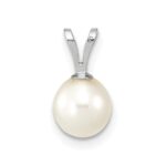 10k White Gold 6-7mm White Round Freshwater Cultured Pearl Pendant - Image 3