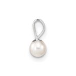 10k White Gold 3-4mm White Round Freshwater Cultured Pearl Pendant - Image 2
