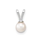 10k White Gold 4-5mm White Round Freshwater Cultured Pearl Pendant - Image 3