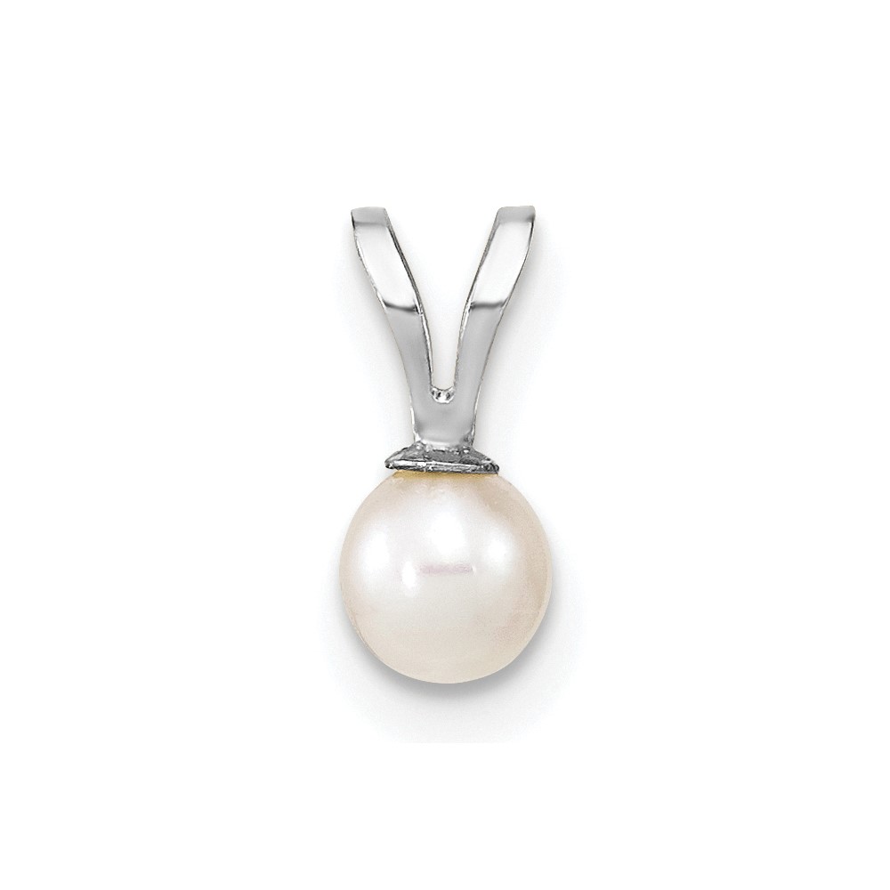 10XFW520.jpg 10k White Gold 4-5mm White Round Freshwater Cultured Pearl Pendant - Image 1