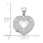 10k White Gold Heart Locket - Image 2
