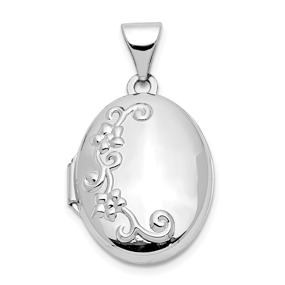 10XL205.jpg 10k White Gold Floral Oval Locket - Image 1