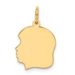 10K Plain Medium .018 Gauge Facing Right Engravable Girl Head Charm - Image 3