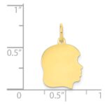 10K Plain Medium .013 Gauge Facing Right Engravable Girl Head Charm - Image 2