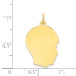 10K Plain Medium .018 Gauge Facing Right Engravable Boy Head Charm - Image 2