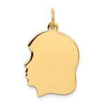 10K Plain Medium .013 Gauge Facing Right Engravable Girl Head Charm - Image 3