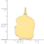 10K Plain Medium .013 Gauge Facing Left Engravable Girl Head Charm - Image 2