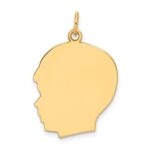 10K Plain Large .013 Gauge Facing Right Engravable Boy Head Charm - Image 3