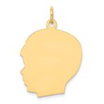 10K Plain Large .018 Gauge Facing Left Engravable Boy Head Charm