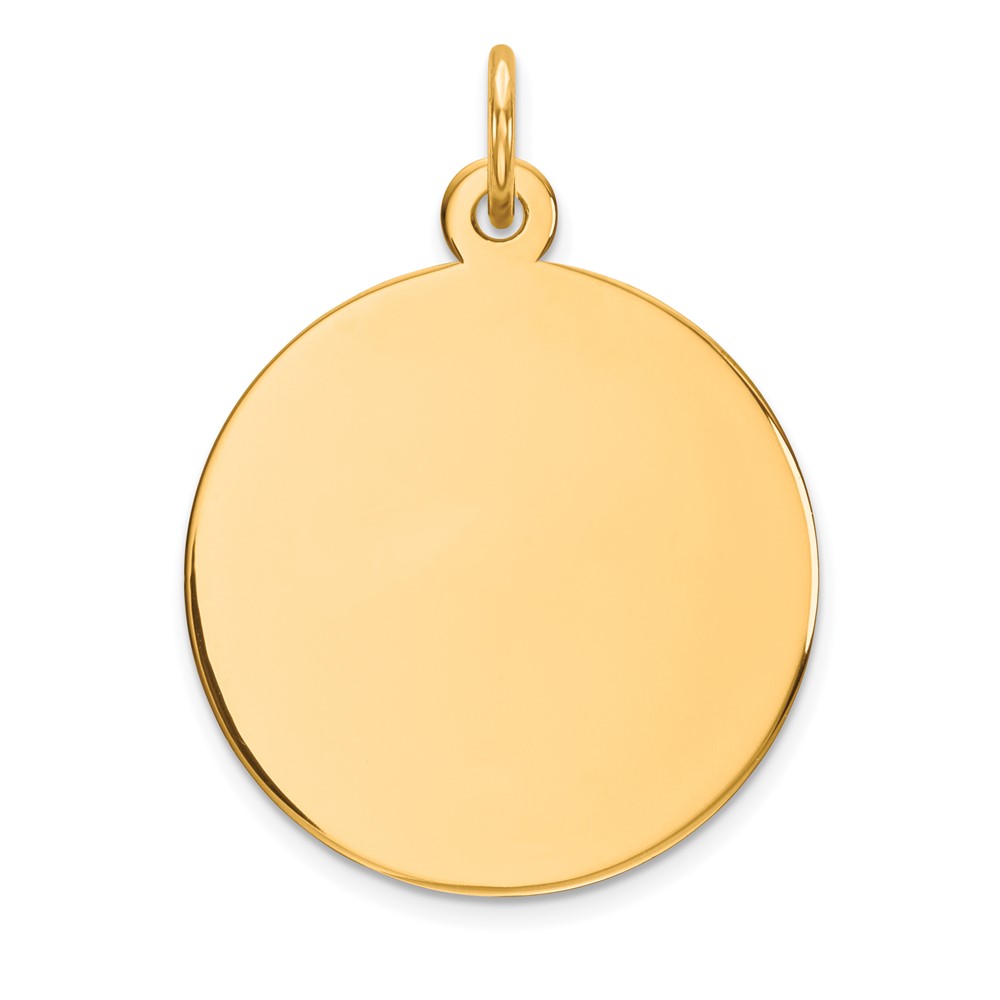 10XM137-1.jpg 10K Plain .018 Gauge 19x19mm Circular Engravable Disc Charm - Image 1
