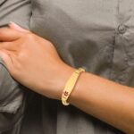 10k Medical Soft Diamond Shape Red Enamel Curb Link ID Bracelet - Image 5