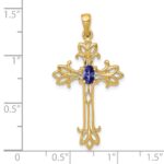 10K 5x3mm Oval Tanzanite cross pendant - Image 2