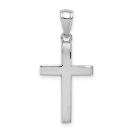 10k White Gold Polished Cross Pendant