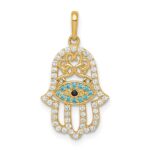 10K Multi-colored CZ Hamsa Pendant
