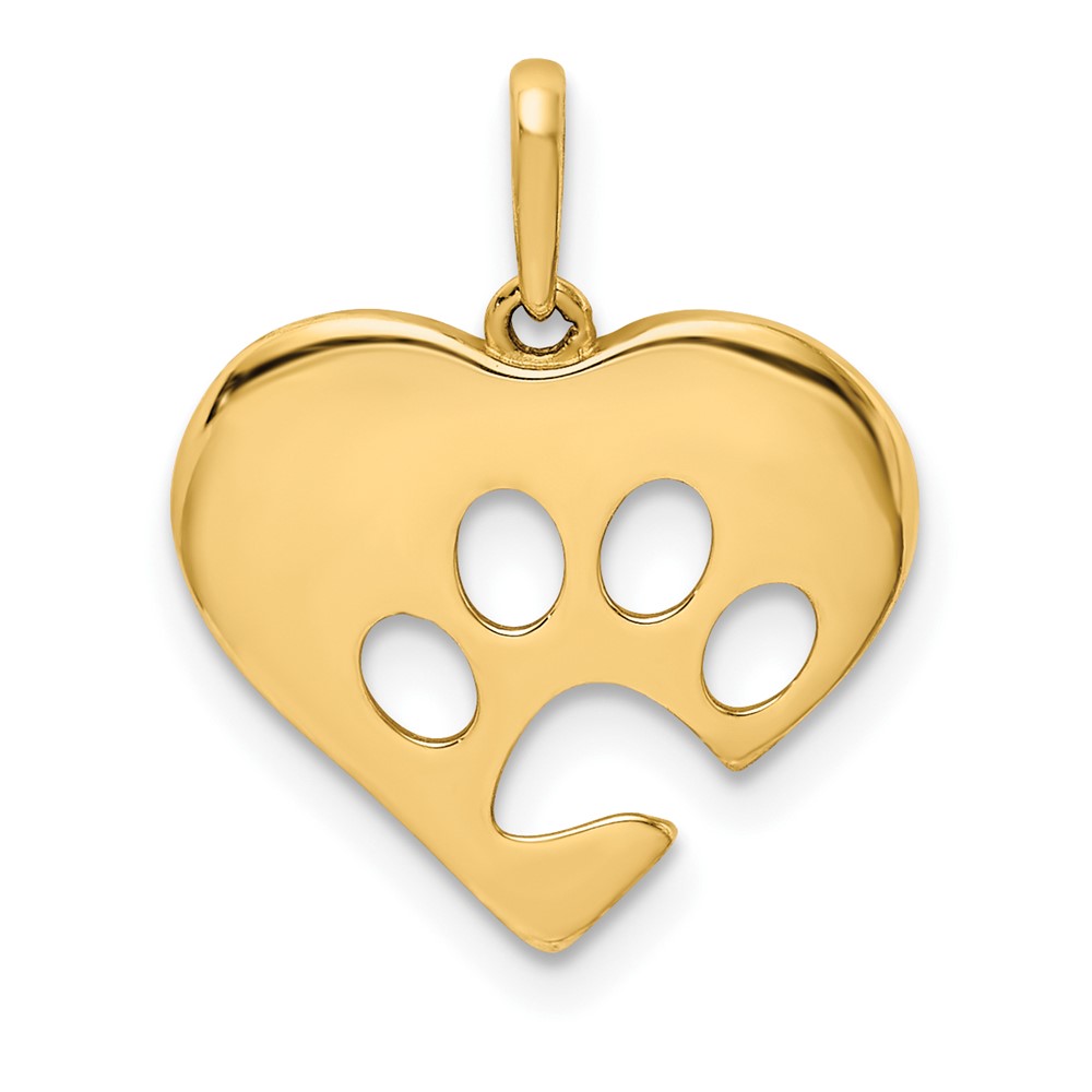 10YC1361.jpg 10K Polished Heart w/Paw Print Pendant - Image 1