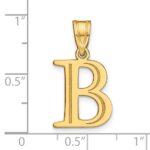 10K Polished Etched Letter B Initial Pendant - Image 3
