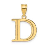 10K Polished Etched Letter D Initial Pendant