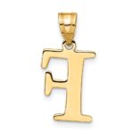 10K Polished Etched Letter F Initial Pendant - Image 3