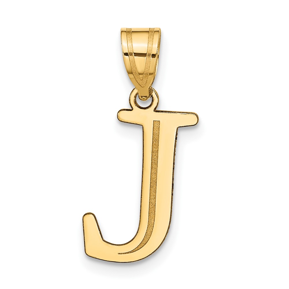 10YC1437J.jpg 10K Polished Etched Letter J Initial Pendant - Image 1