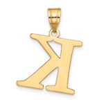 10K Polished Etched Letter K Initial Pendant - Image 3