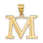 10K Polished Etched Letter M Initial Pendant