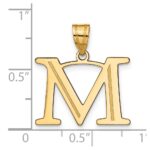 10K Polished Etched Letter M Initial Pendant - Image 4