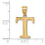 10K Polished Etched Letter T Initial Pendant - Image 4