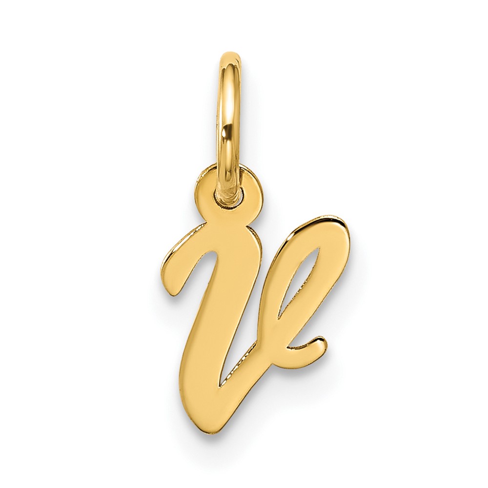 10YC1556V.jpg 10k Small Script Initial V Charm - Image 1