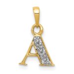 10K and Rhodium Diamond Initial A Pendant