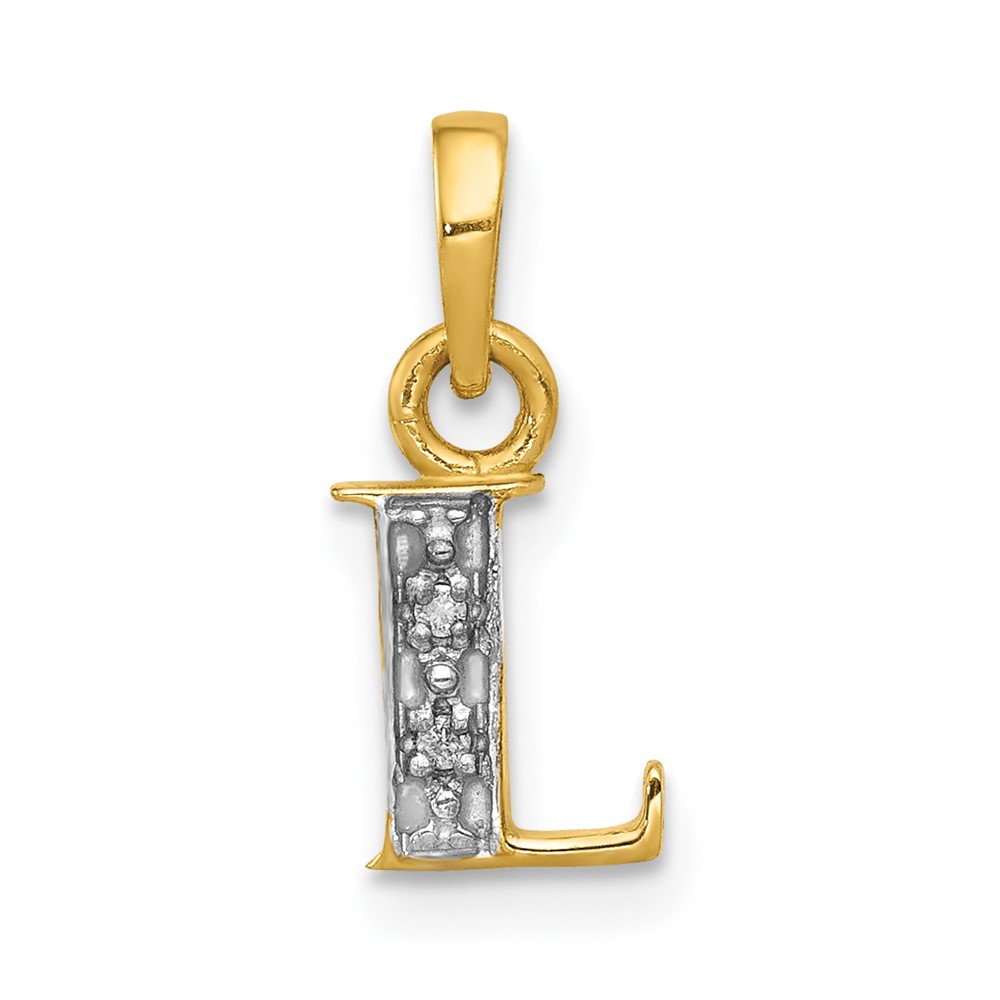 10YC250L.jpg 10K and Rhodium Diamond Initial L Charm - Image 1