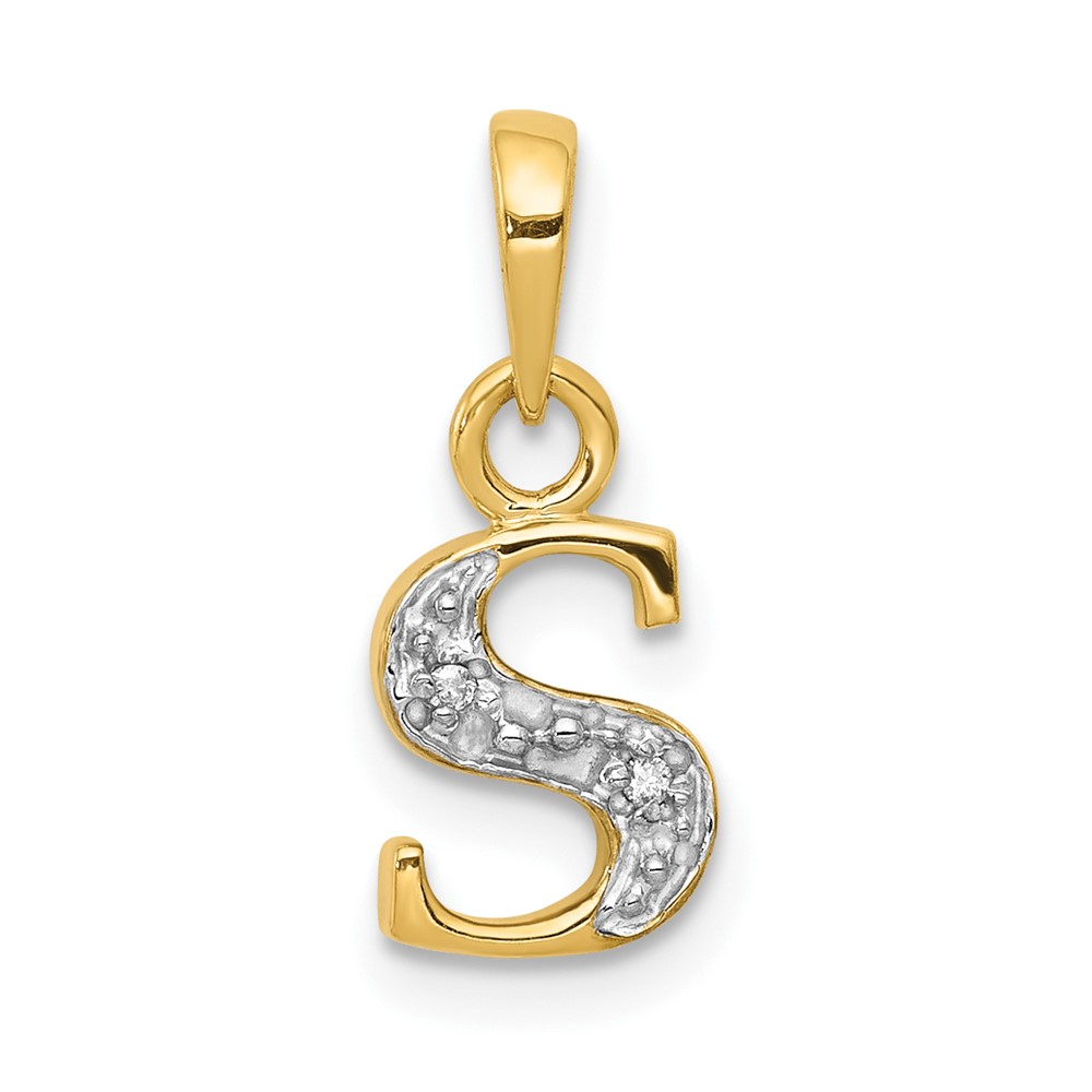 10YC250S.jpg 10K and Rhodium Diamond Initial S Charm - Image 1