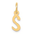 10k Small Slanted Block Initial S Charm